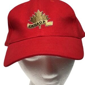 Red Embroidered Canada Maple Leaf  Ball Cap